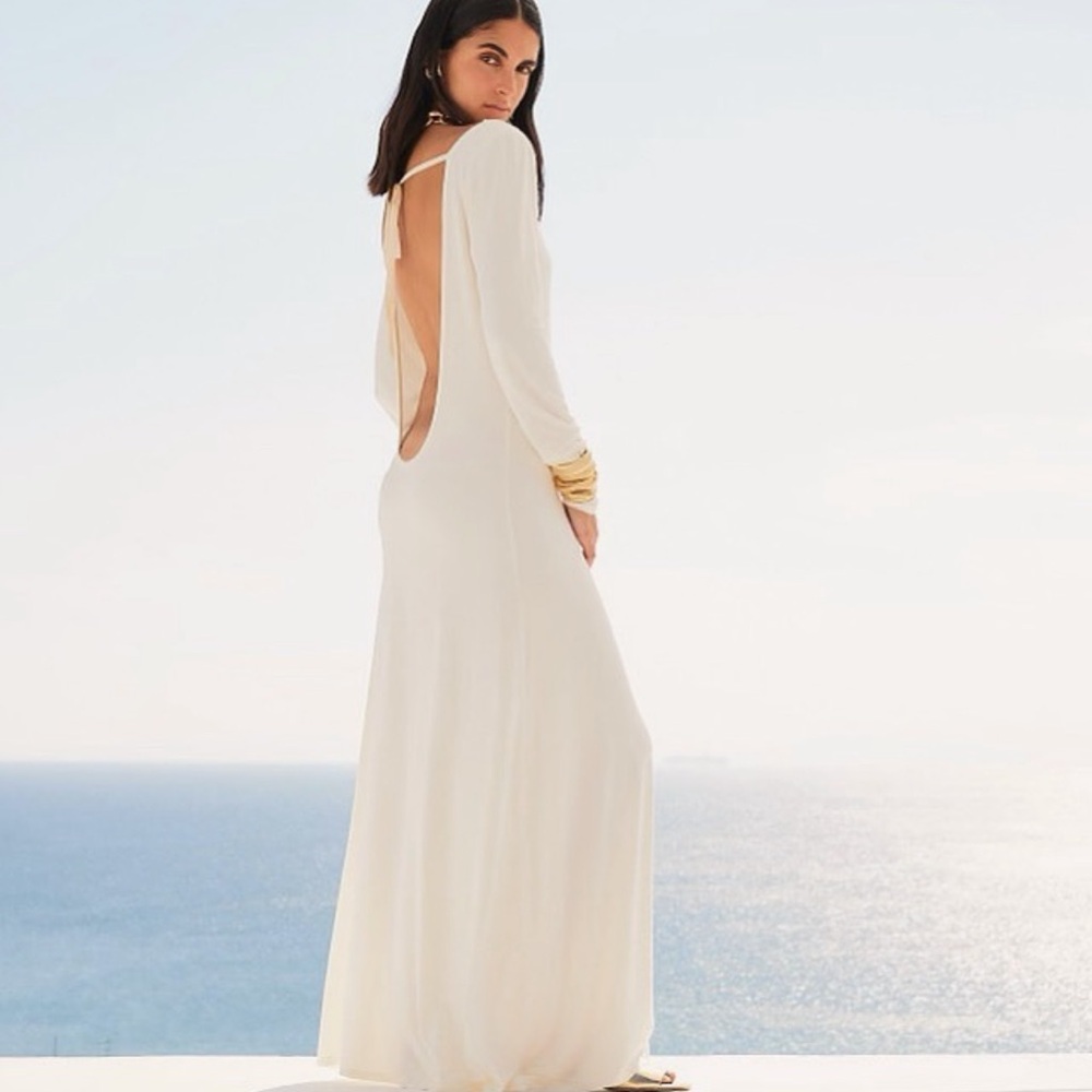 CAROLINE CONSTAS Aliyah Scoop Back Long Sleeve Maxi Dress